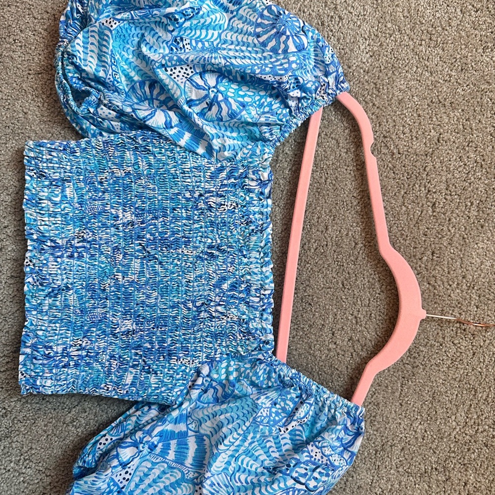 Lilly Pulitzer Blue Patterned Crop Top